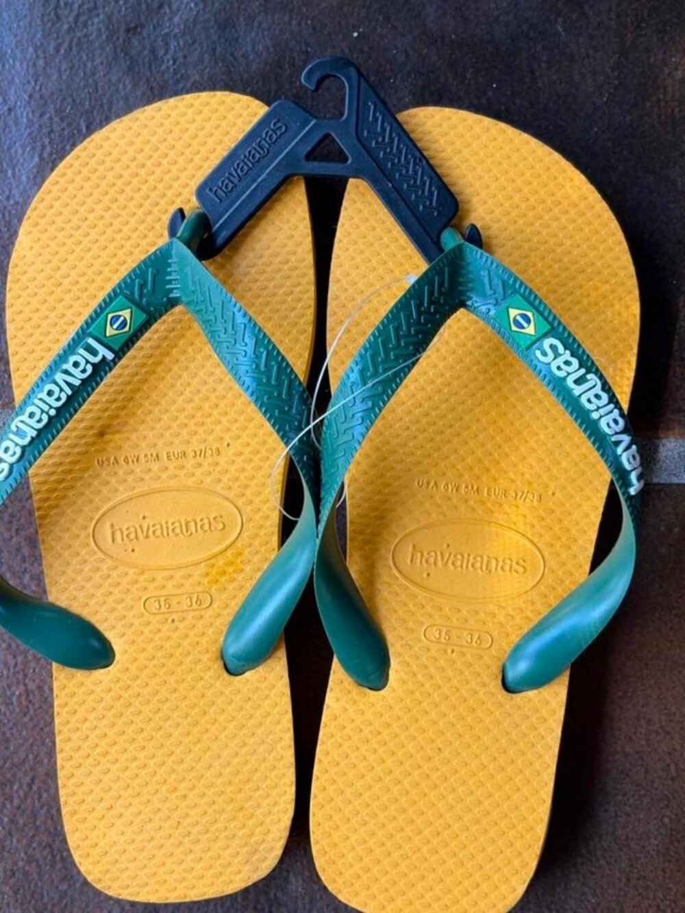 Havaianas Brasil Logo Flip-Flops Yellow Green BR 35/36